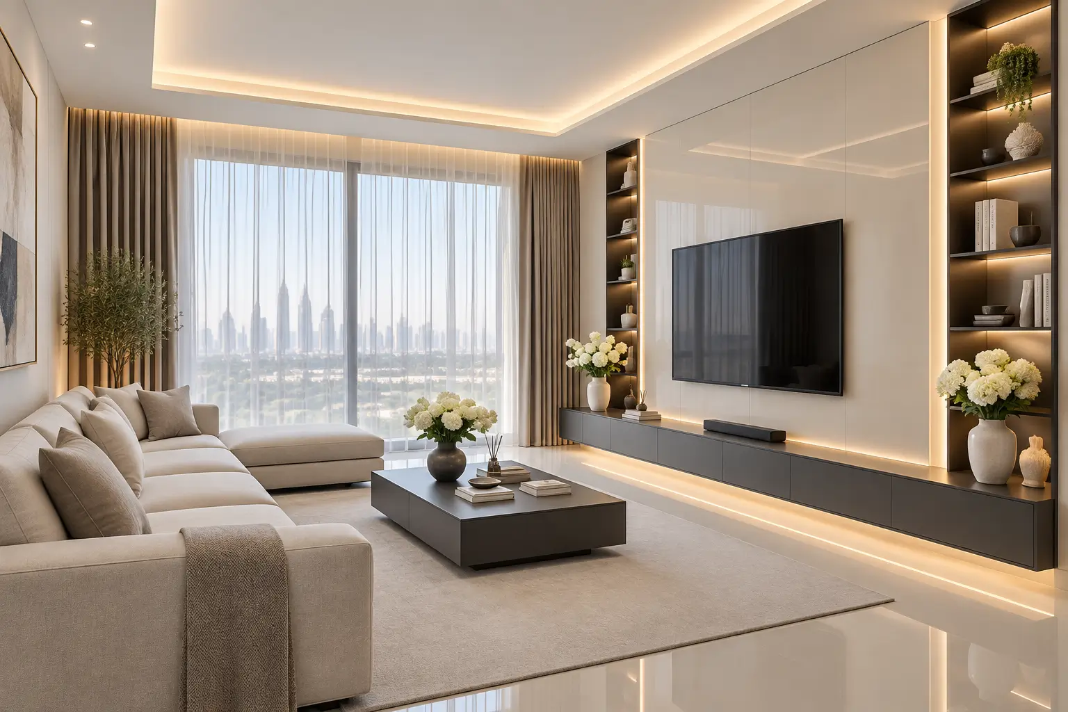 Family Living Room, furniture setup design in Dubai